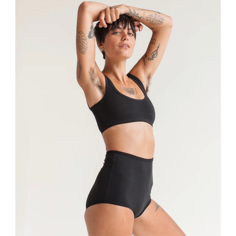 ARQ Black High Waist Undies and Wide Strap Bra